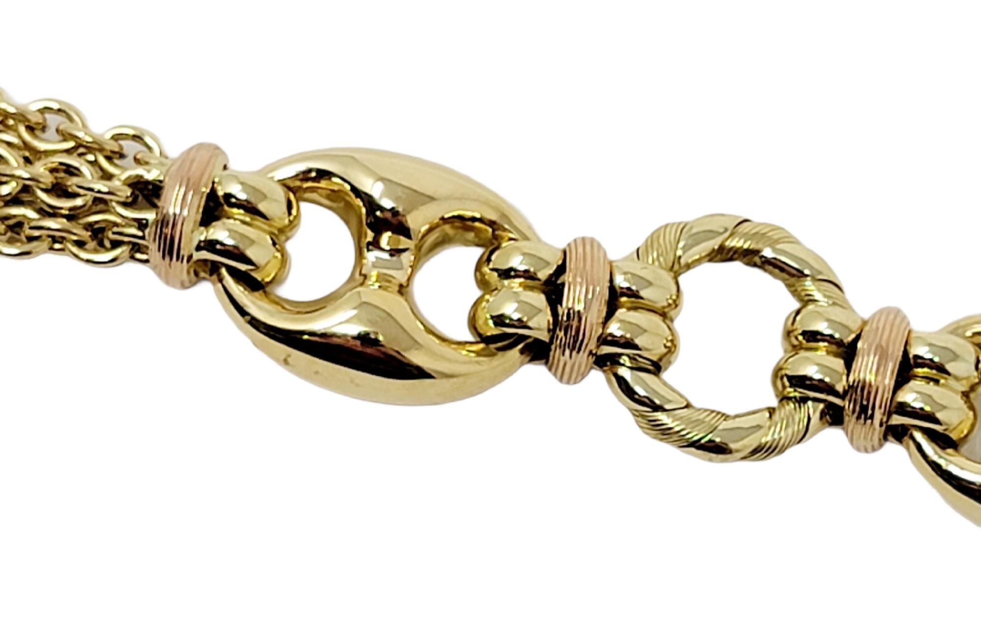 Contemporary Elledue Italian 18 Karat Yellow Gold Asymmetrical Chain Link Bracelet with Ruby