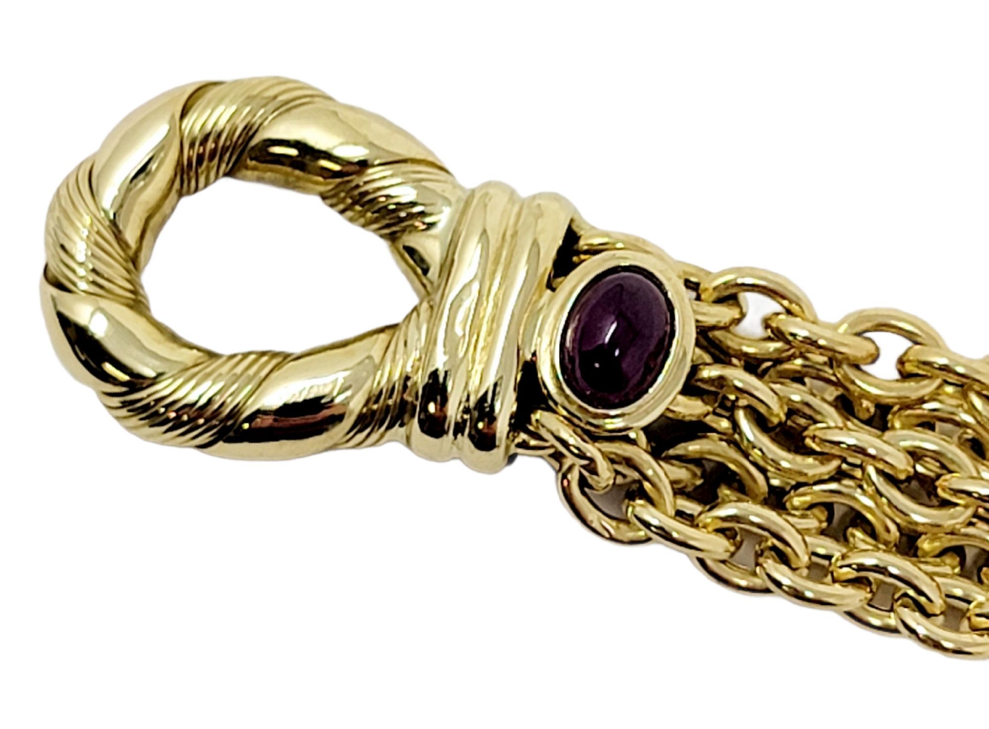 Elledue Italian 18 Karat Yellow Gold Asymmetrical Chain Link Bracelet with Ruby In Good Condition In Scottsdale, AZ