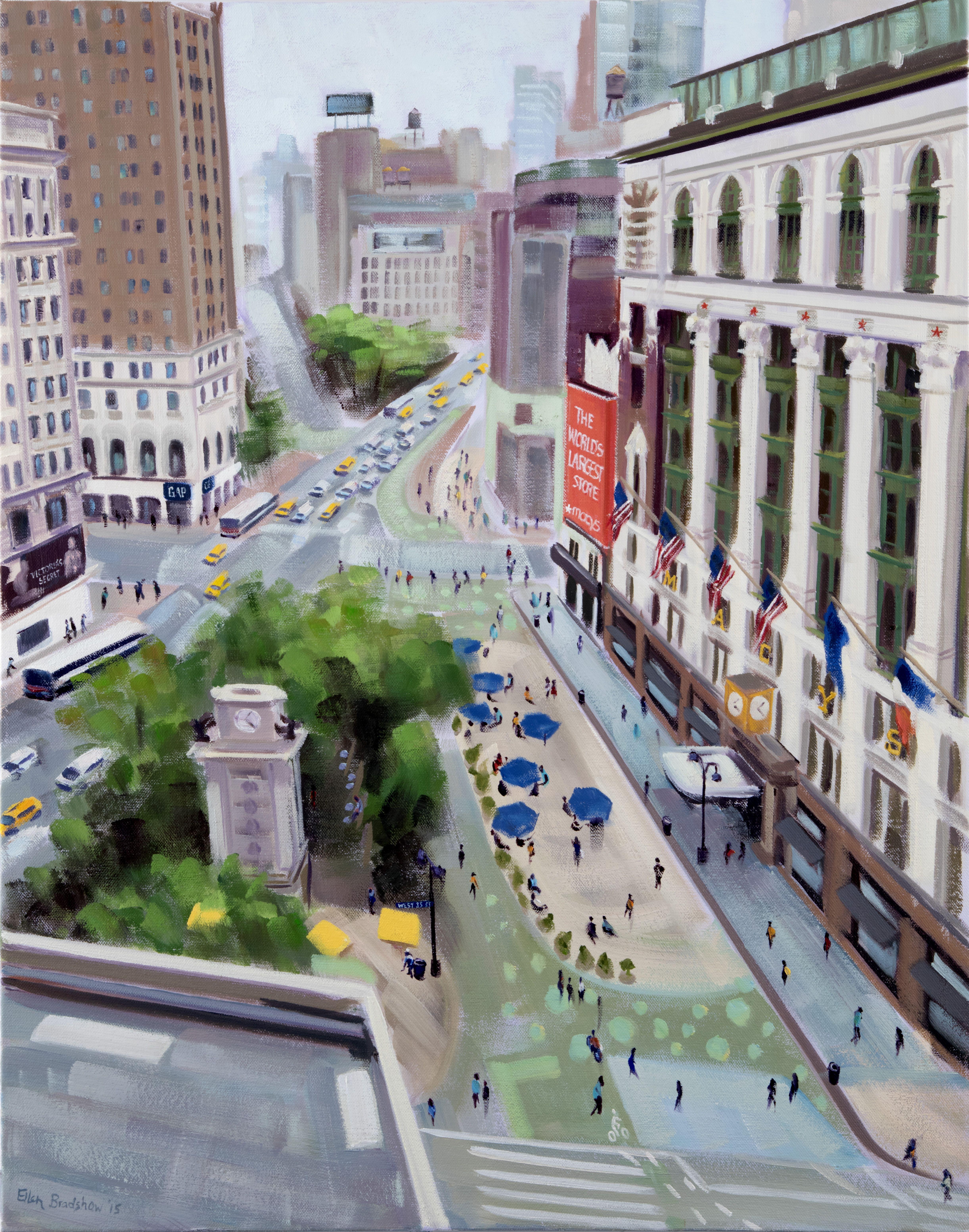Sobre Herald Square, Pintura, Óleo sobre lienzo - Painting de Ellen Bradshaw