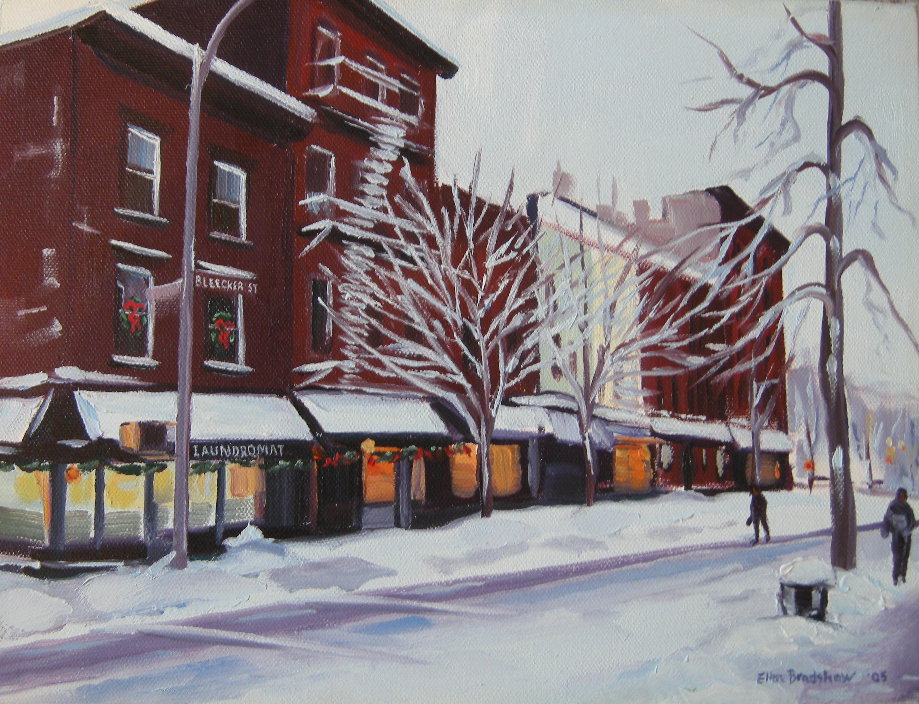 Bleecker St, Pittura, Olio su tela - Painting di Ellen Bradshaw