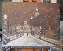 December Snow, City Hall, Painting, Oil on Canvas