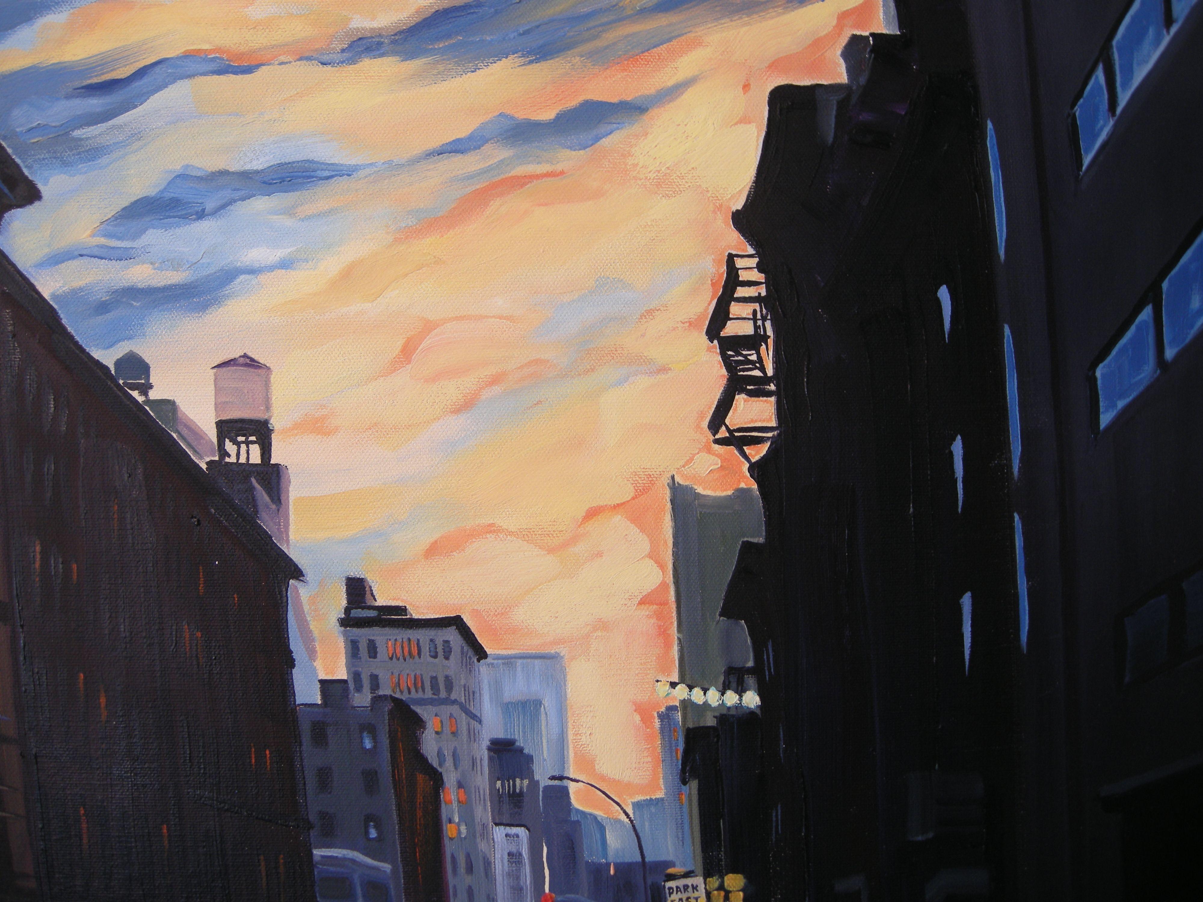 Fiery Sunset, Lafayette St, Painting, Oil on Canvas 3