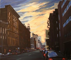 Fiery Sunset, Lafayette St, Painting, Oil on Canvas