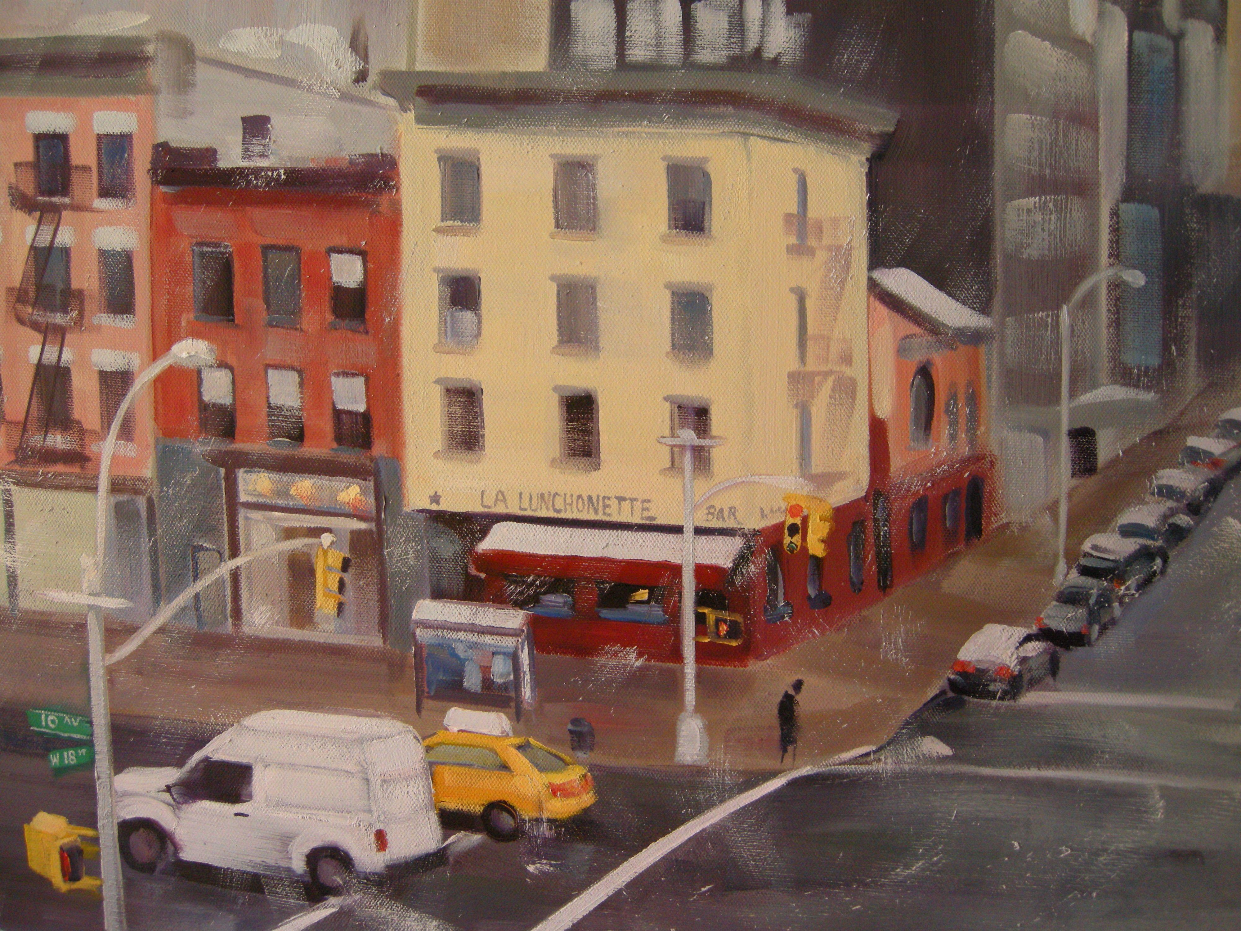 First Snow, 10th Ave and 18th St, Painting, Oil on Canvas 2