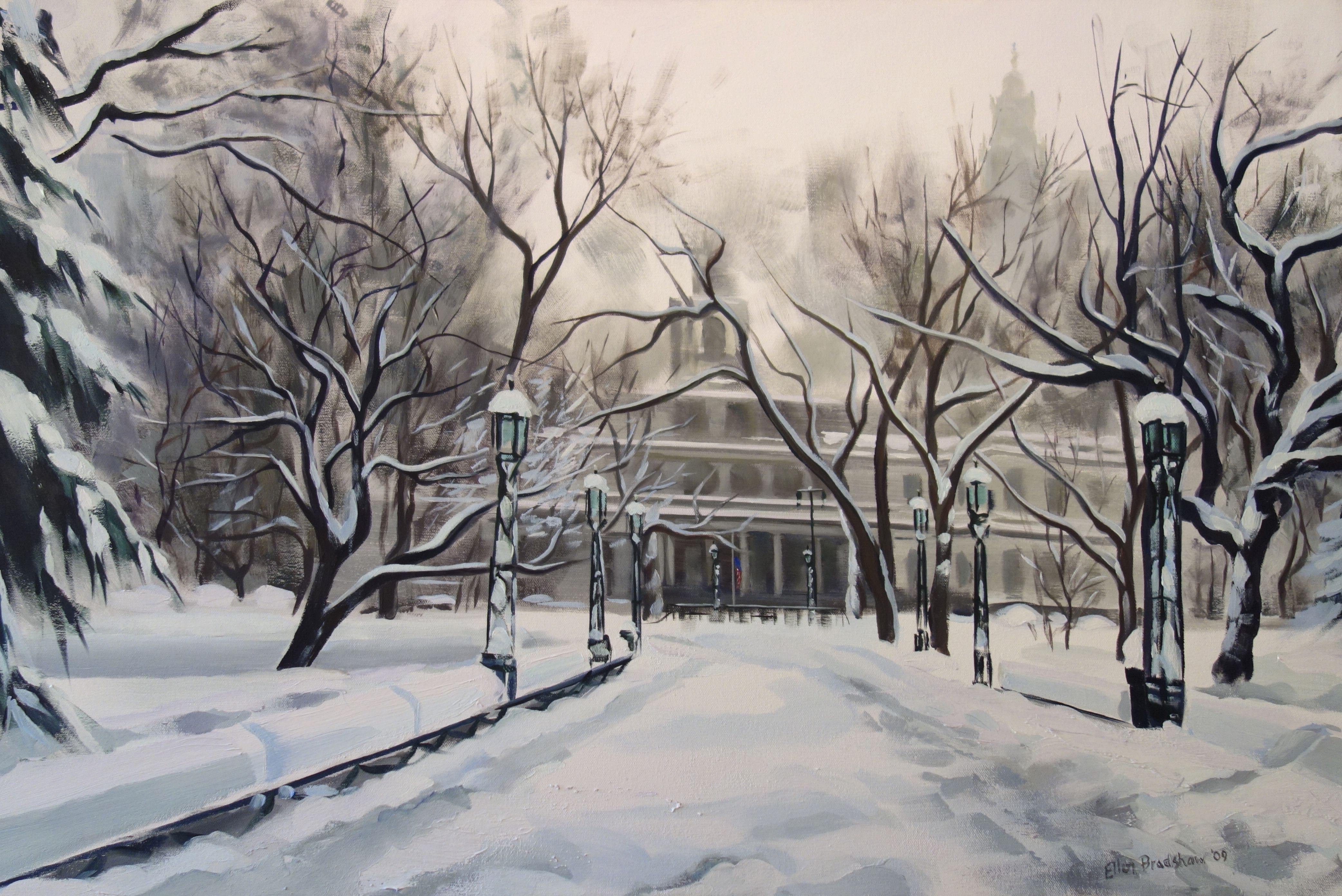 Snowed In, City Hall, Painting, Oil on Canvas
