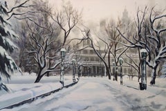 Peinture, huile sur toile « Snowed In, City Hall » (Prêt de neige)