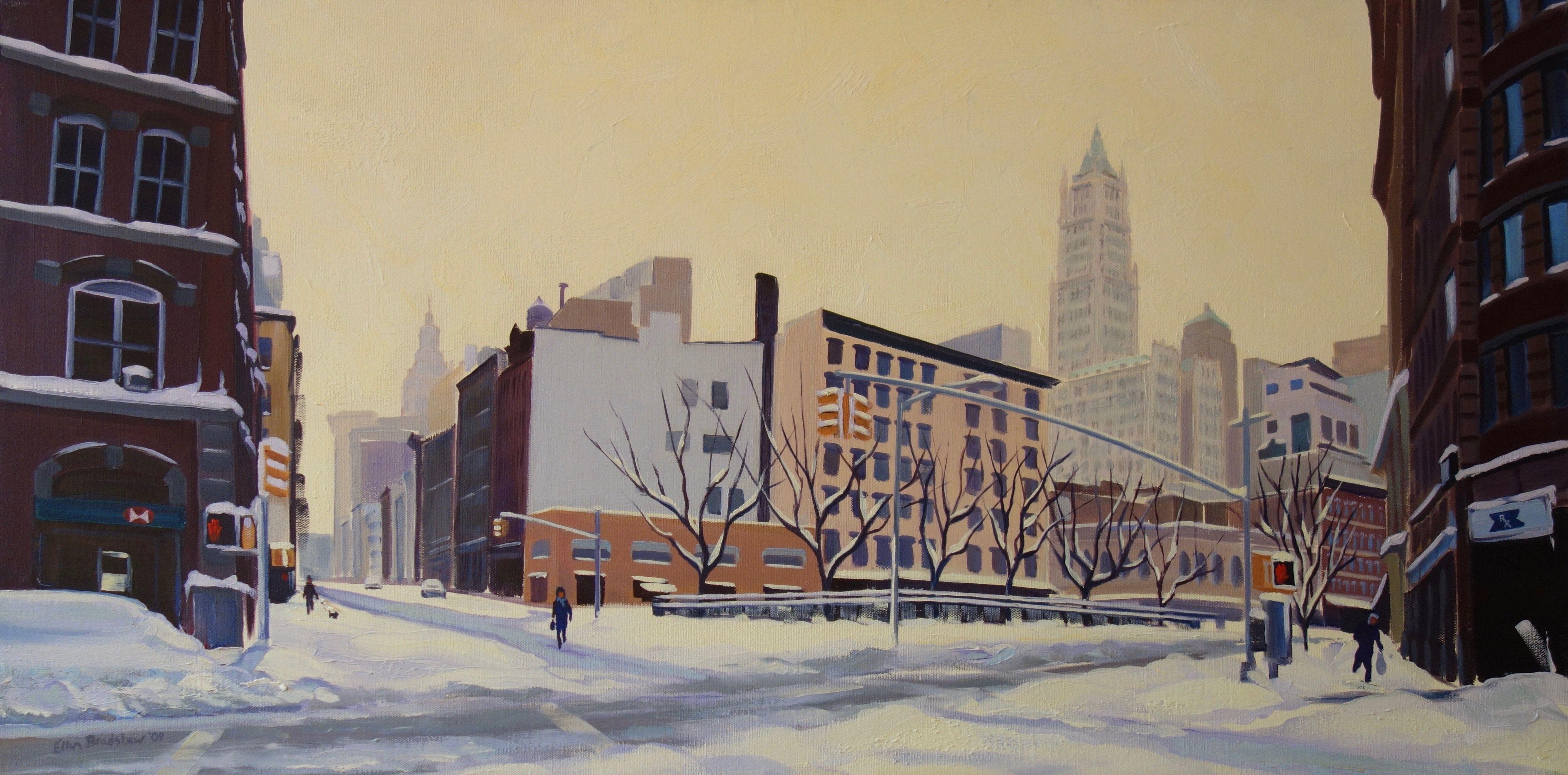 Still of Winter, West Broadway & Chambers St, Painting, Oil on Canvas