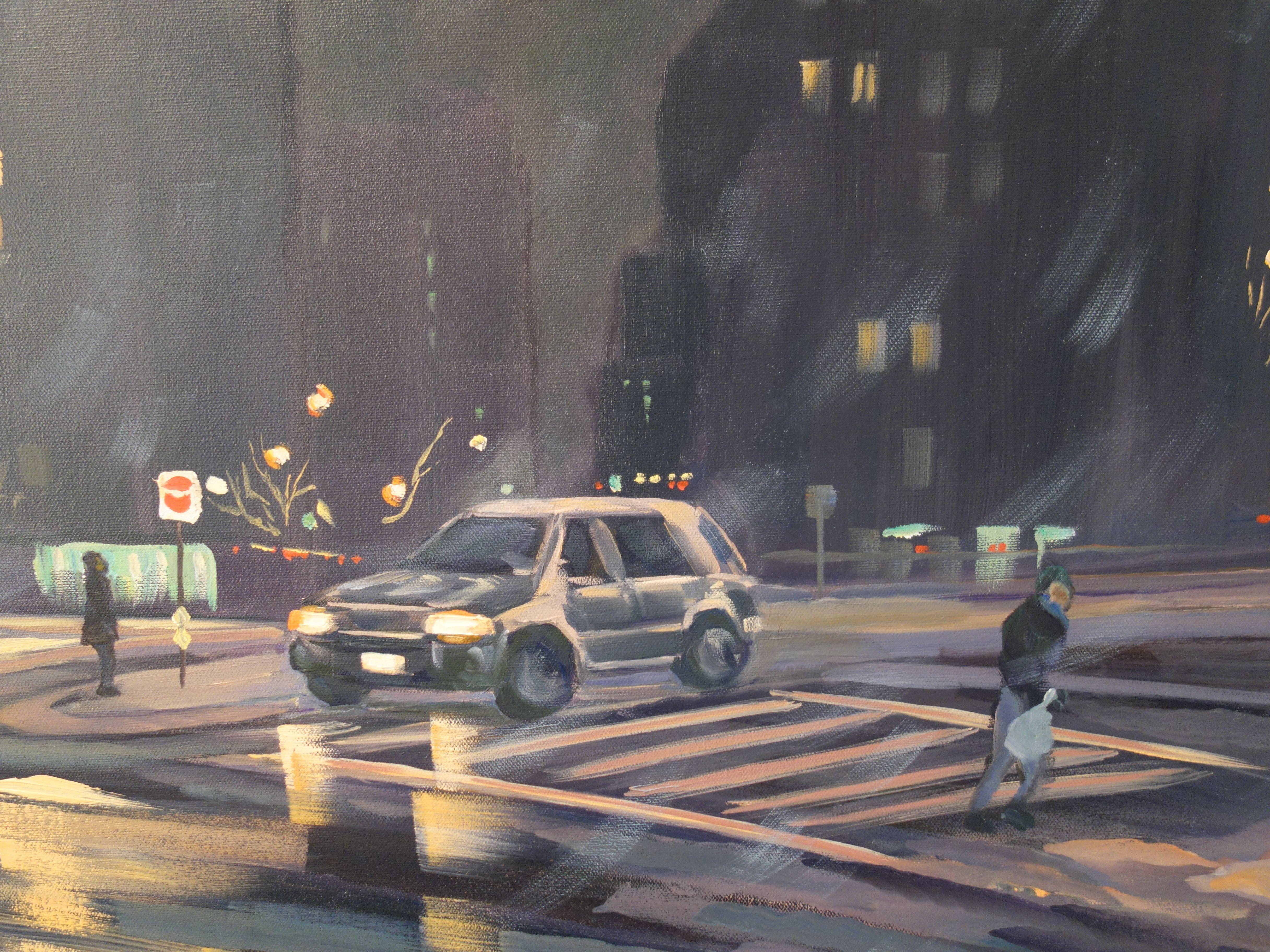Noche de tormenta, Tribeca, Pintura, Óleo sobre lienzo en venta 2