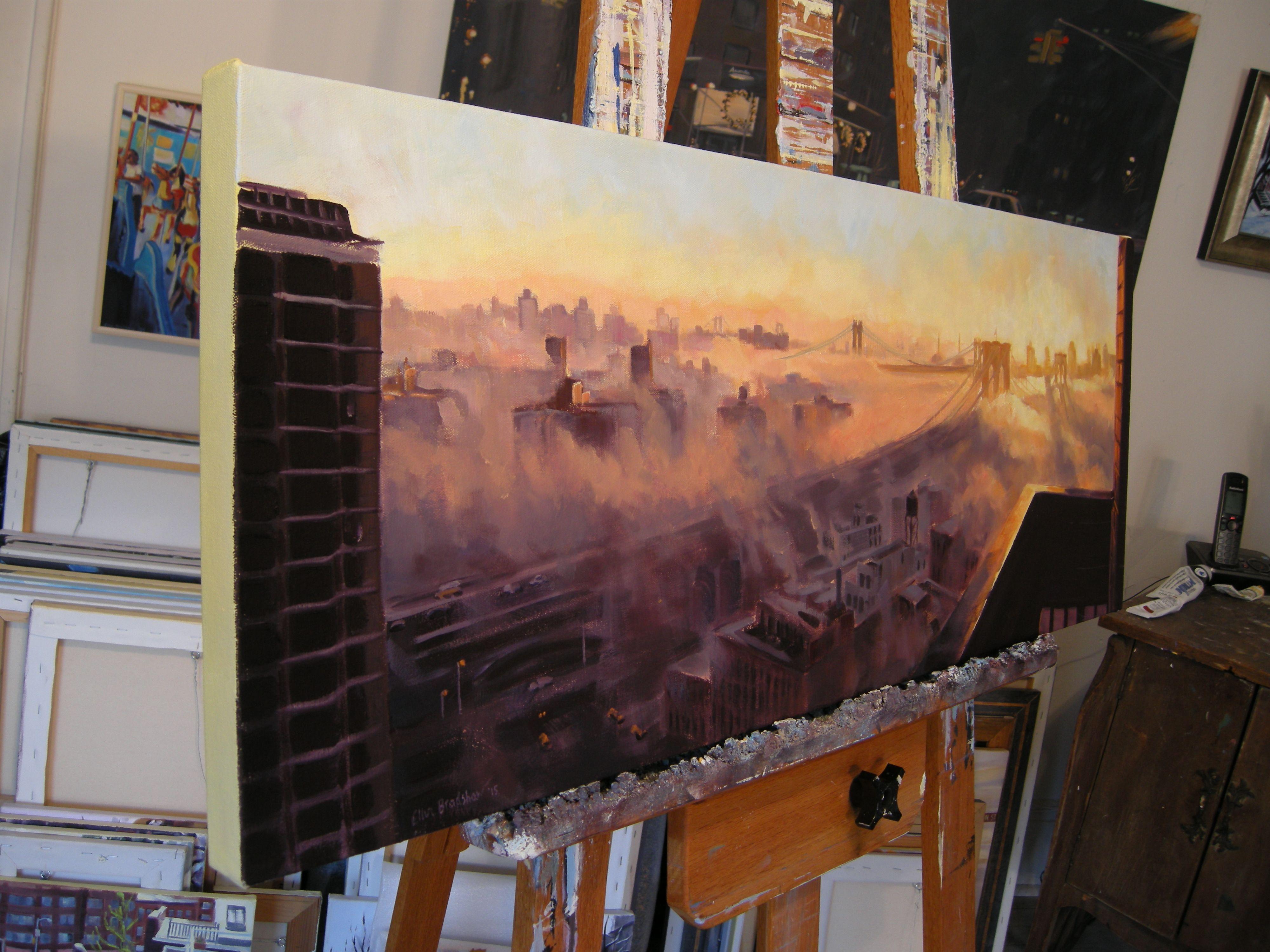 Sunrise Through the Fog, Painting, Oil on Canvas 2