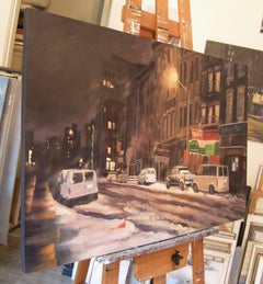 Winter Night, Murray St, Painting, Oil on Canvas