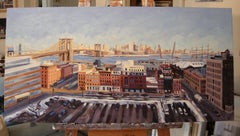 Winter View over South Street Seaport, Painting, Oil on Canvas