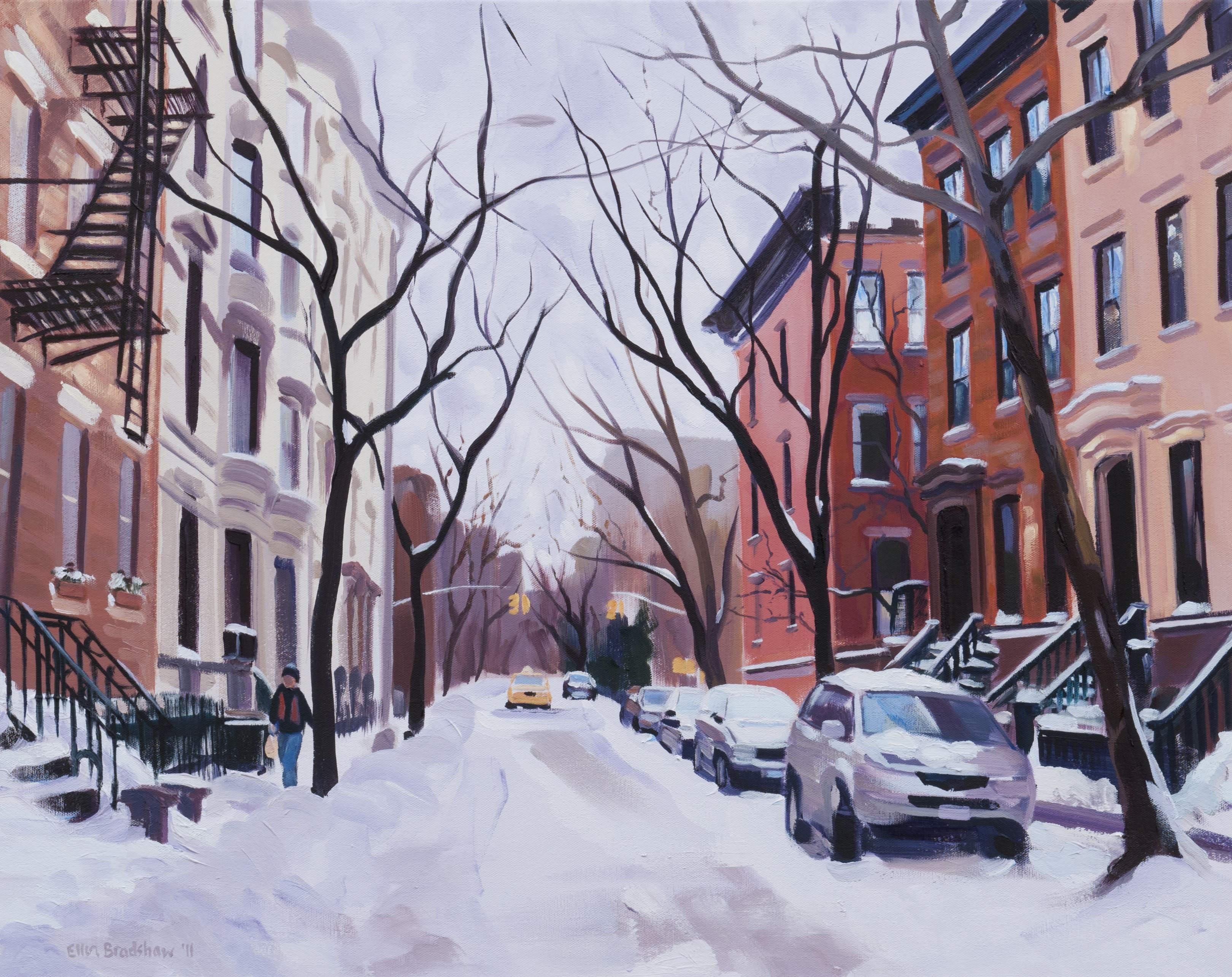 This is my favorite street view in the West Village where I have my studio, I have painted it in every season! The quiet charming neighborhood street is so peaceful in the snow against the beautiful old architecture.  :: Painting :: Realism :: This
