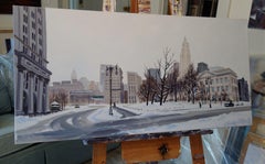 Winter's Stillness, Centre & Chambers St, Painting, Oil on Canvas