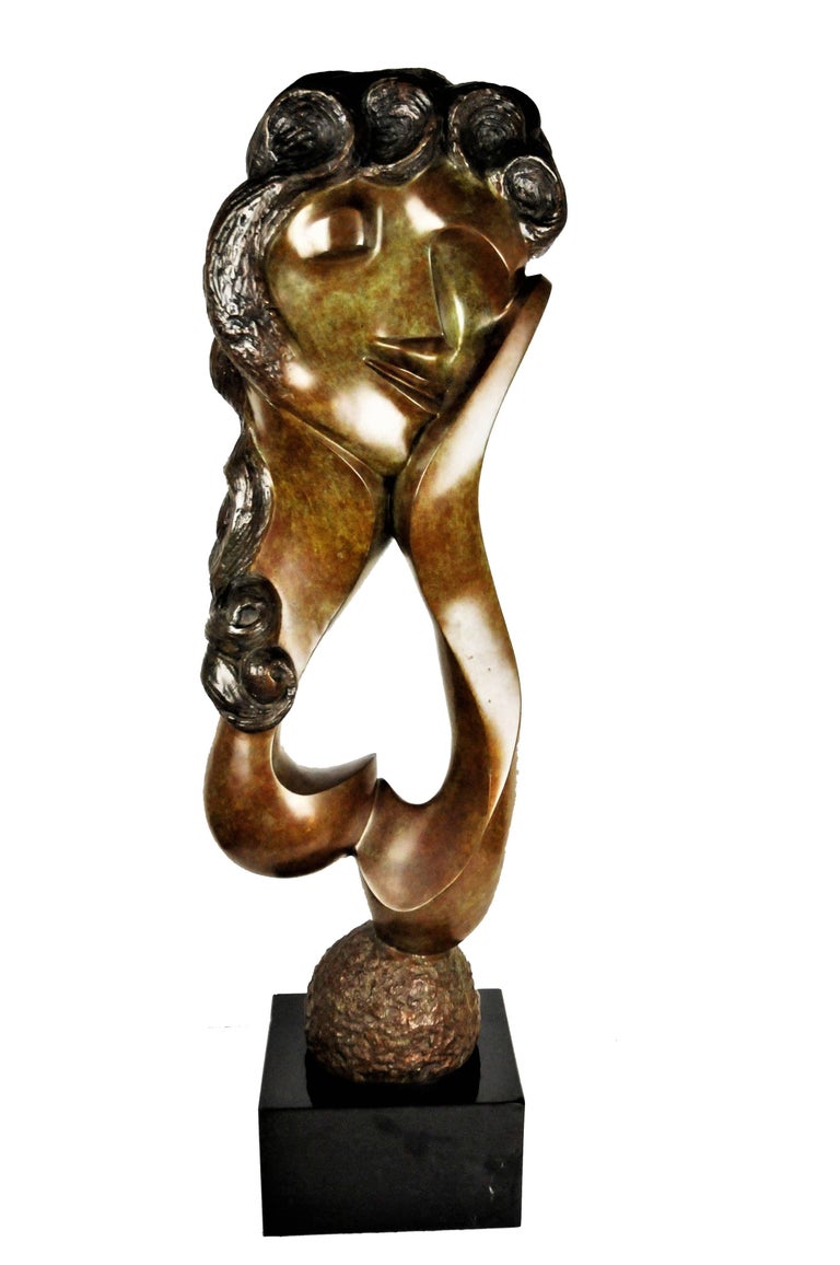 Modern Ellen Brenner-Sorensen, Double-Sided Female Head, Ltd. Ed. Bronze Sculpture 1992 For Sale