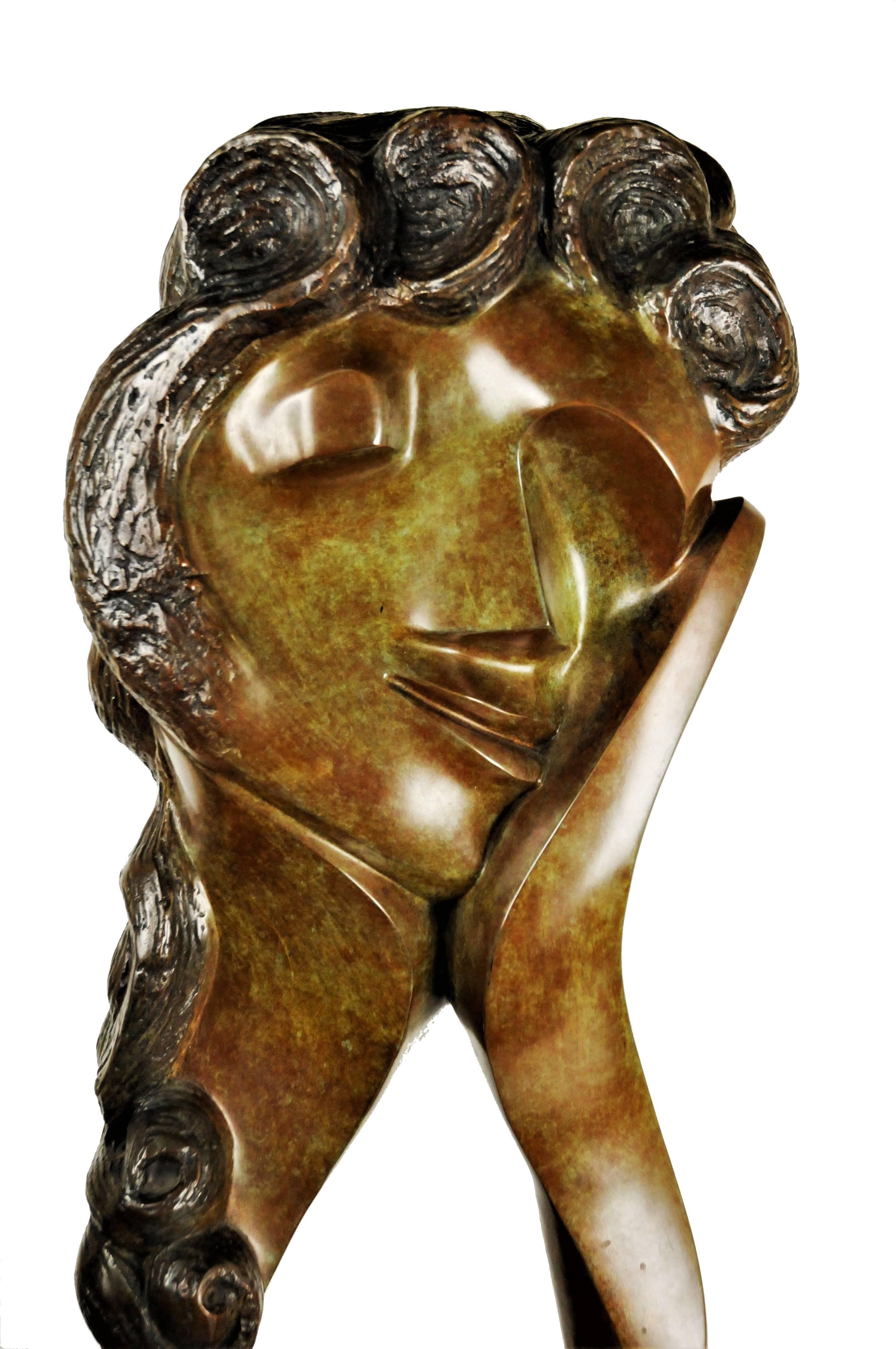 Modern Ellen Brenner-Sorensen, Double-Sided Female Head, Ltd. Ed. Bronze Sculpture 1992