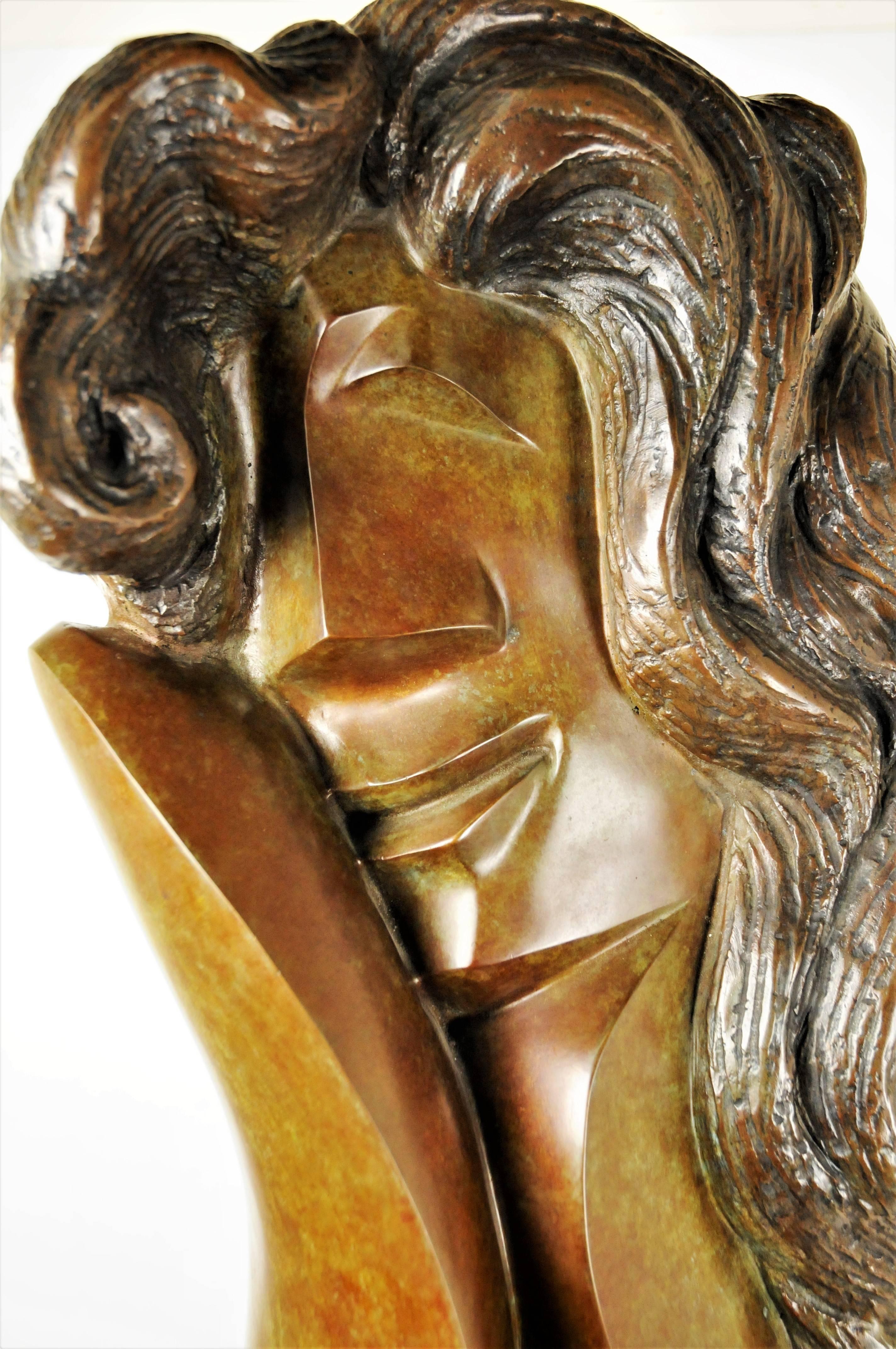 American Ellen Brenner-Sorensen, Double-Sided Female Head, Ltd. Ed. Bronze Sculpture 1992