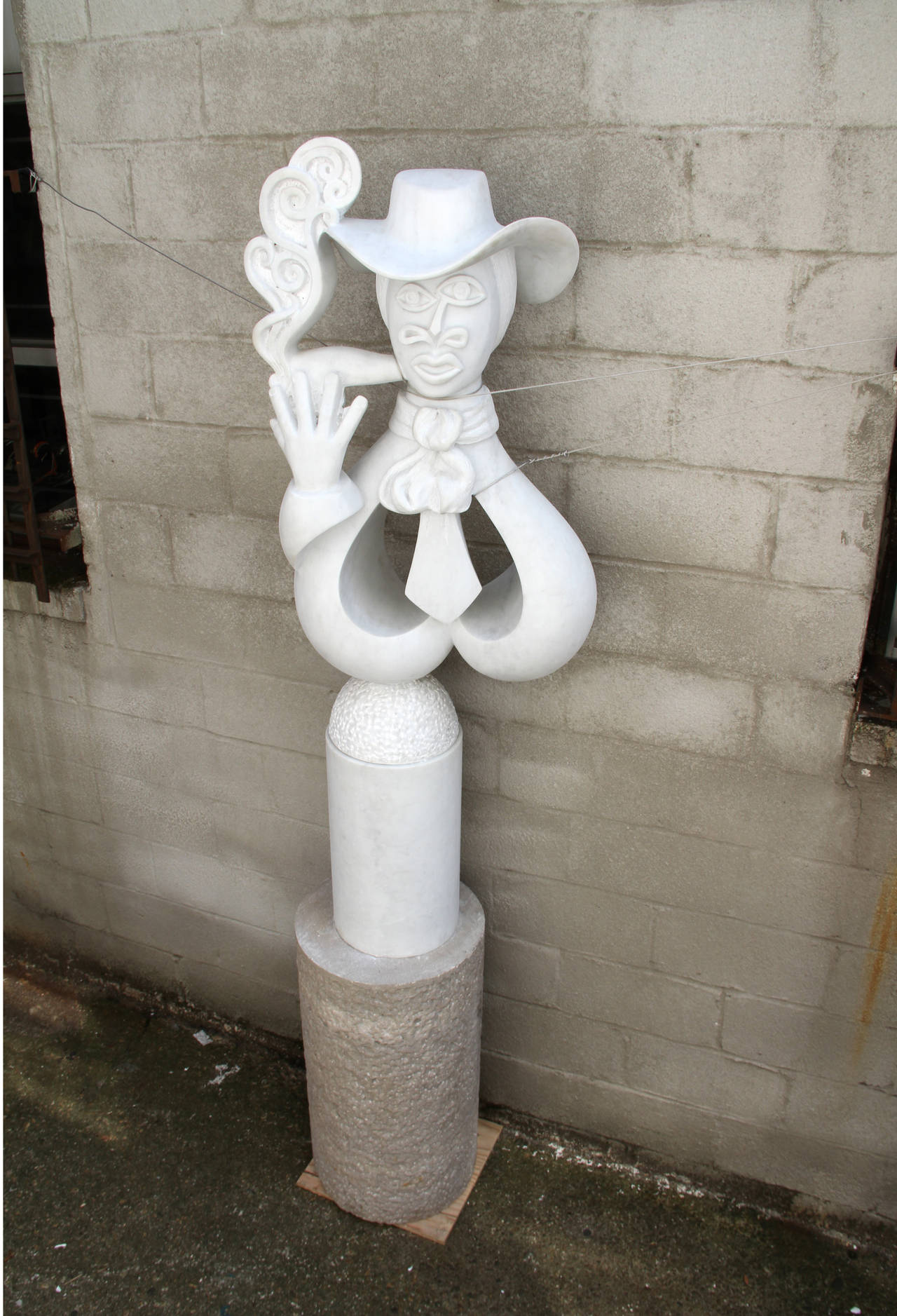 Man Smoking Cigar (after Picasso), Indoor/Outdoor Marble Sculpture For Sale 2