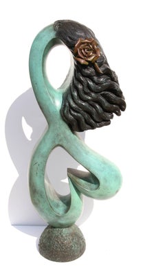 Woman with Rose in Her Hair, Bronze Sculpture by Ellen Brenner-Sorensen