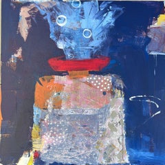 Take Me Out of the Blue #13, Mixed Media on Wood Panel