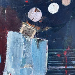 Take Me Out of the Blue #15, Mixed Media on Wood Panel