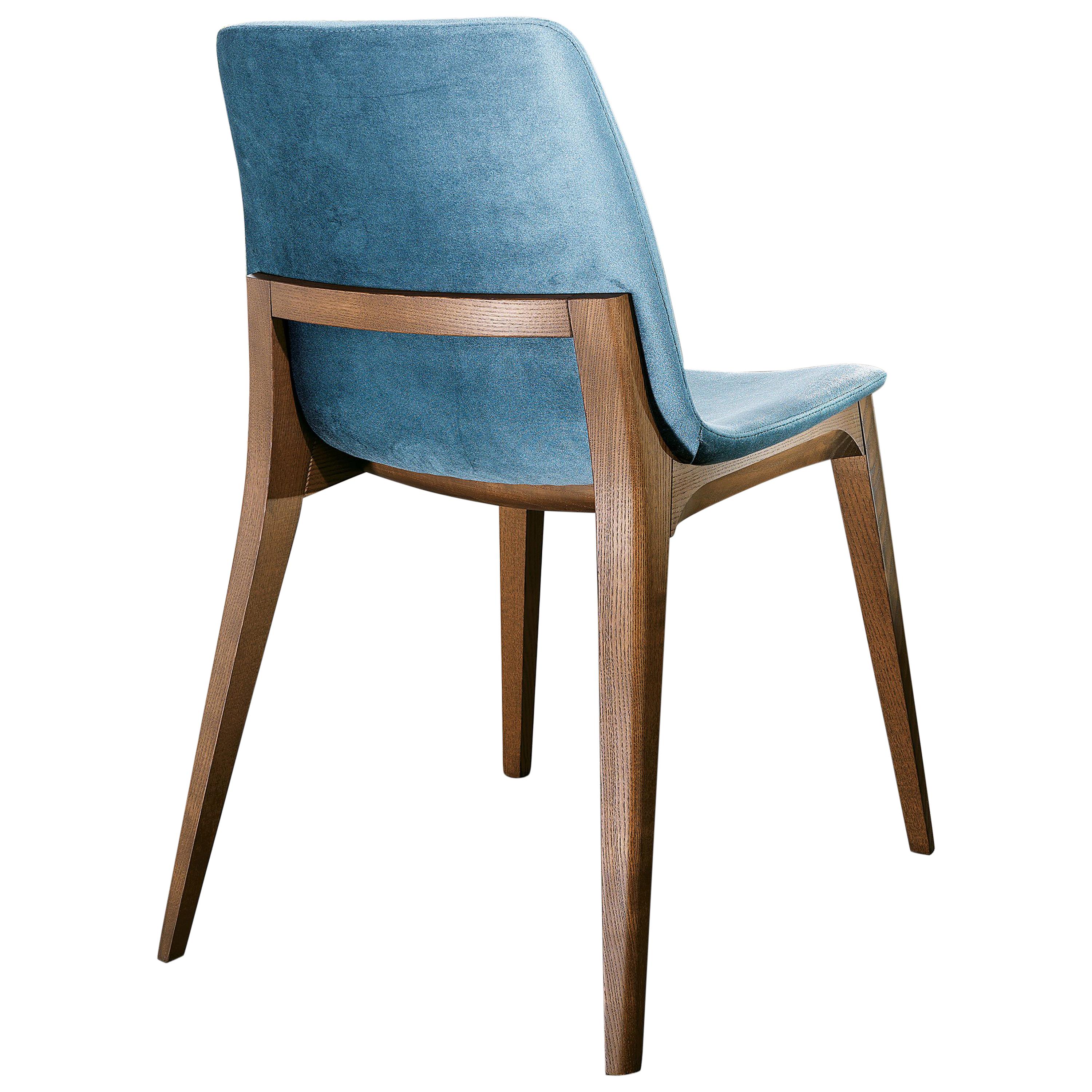 Ellen Chair in Ash and Blue Leather by Studio Tecnico Pacini & Cappellini For Sale