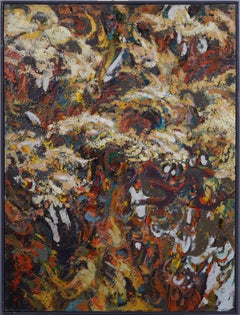 Antique American Woman Artist Modernist Abstract Landscape Framed Oil Painting