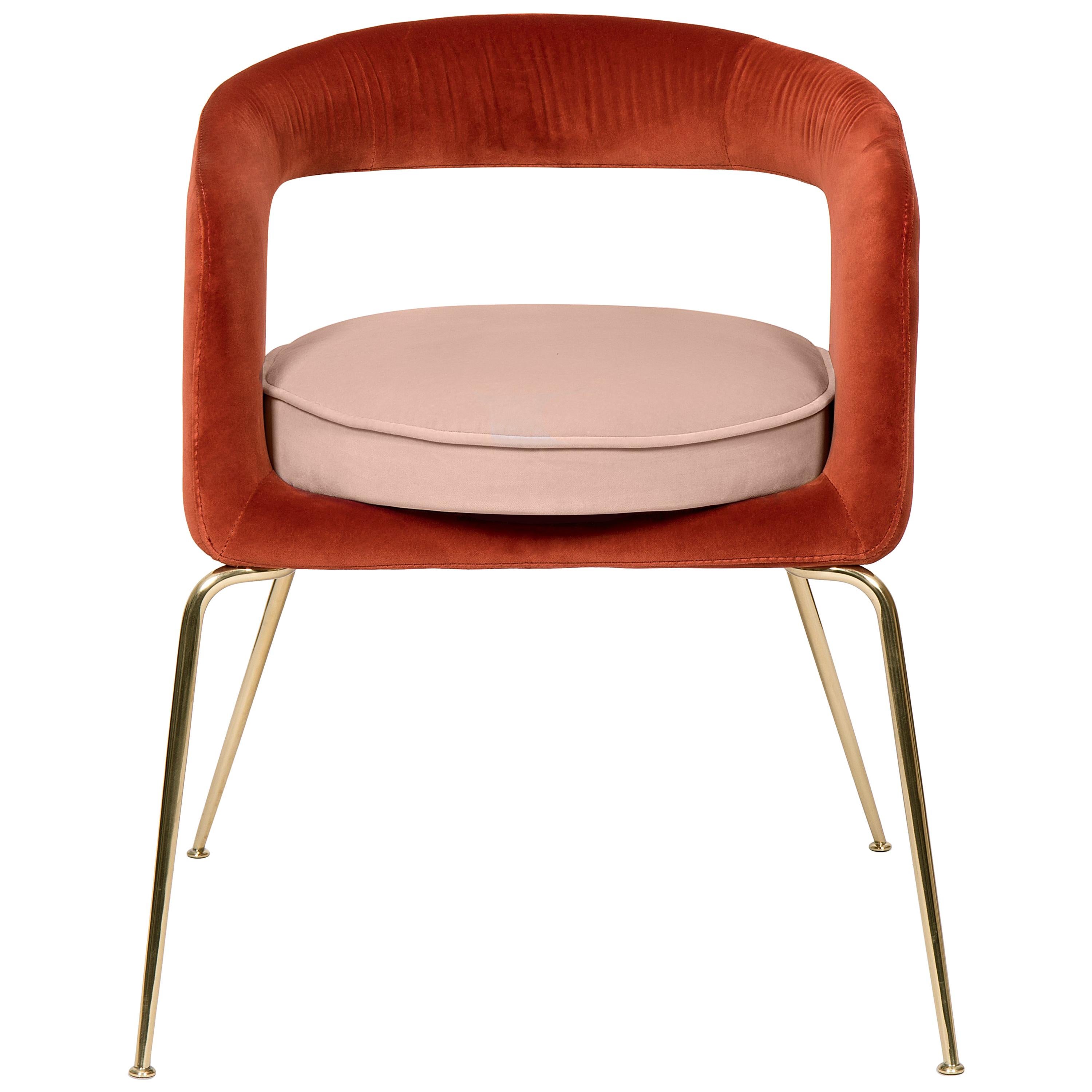 Mid-Century Modern Ellen in Rust and Powder Pink Dining Chair by Essential  Home For Sale at 1stDibs
