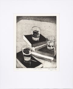 "Water Glasses" - Still Life Etching in Ink on Paper (#9/20)