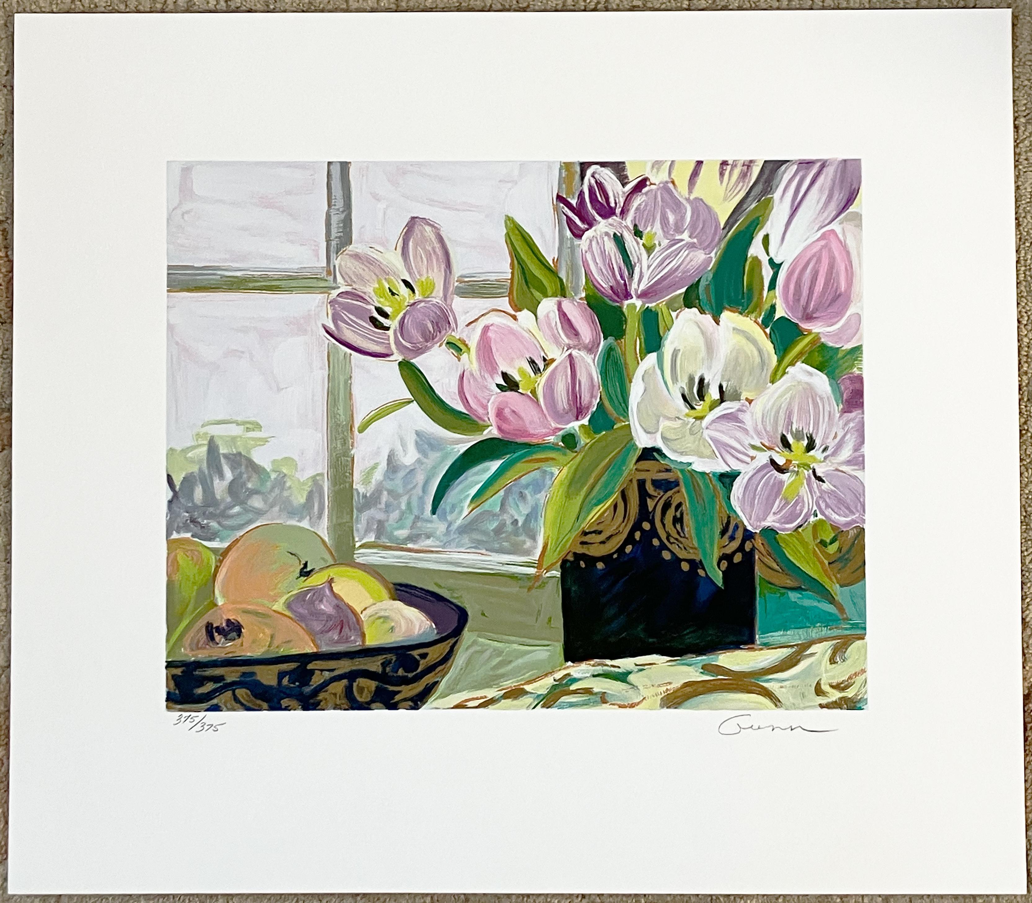 Ellen Gunn Still-Life Print – Tropezrote Tulpen