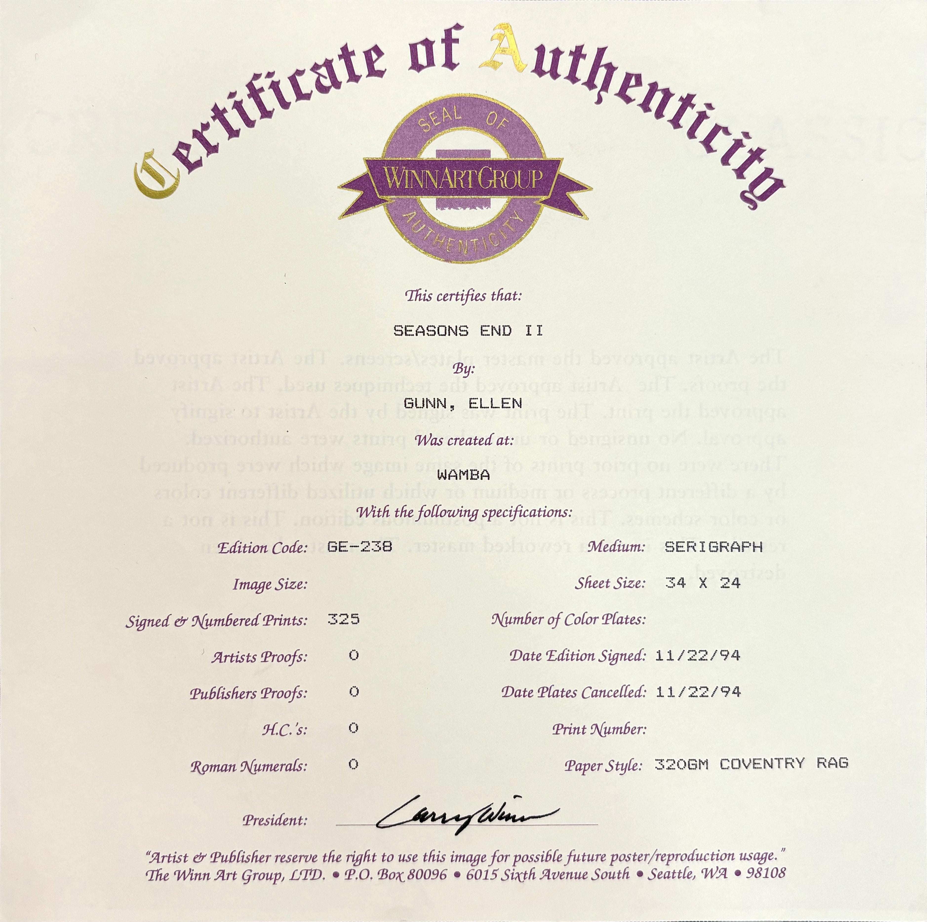 Ellen Gunn - Seasons End II, 1994 Signed Contemporary Serigraph on Paper 23/325 For Sale 3