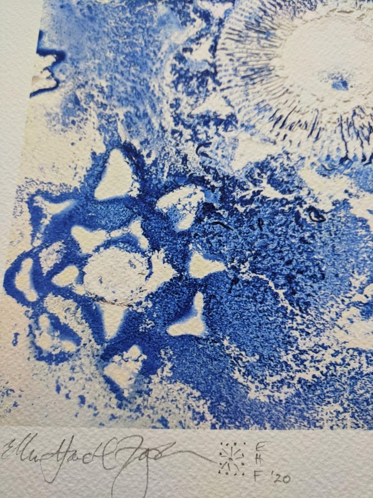 Seeking the Sound of Cobalt Blue: Pinwheels - Abstract Expressionist Print by Ellen Hackl Fagan