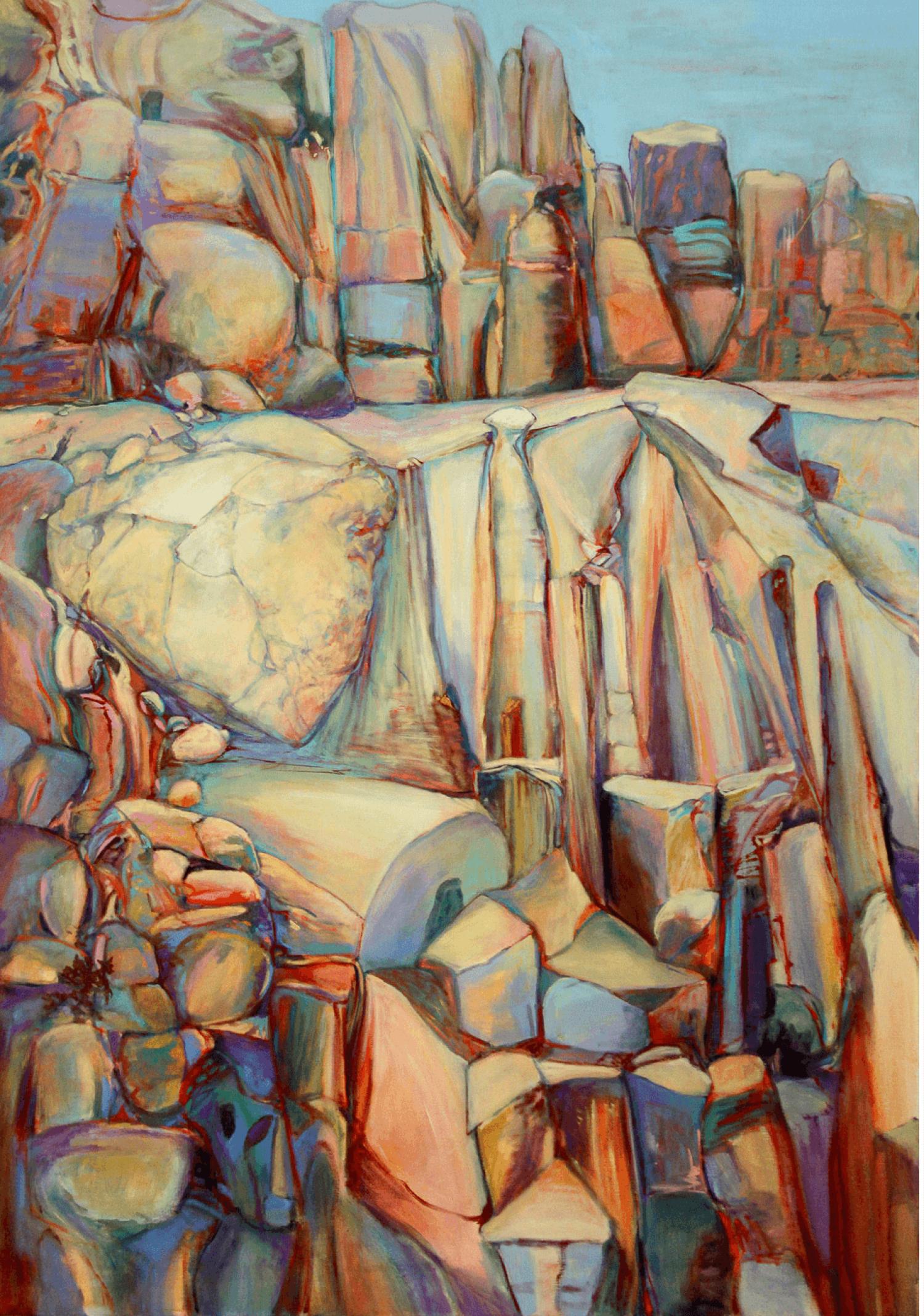 Big Rock Bigli  60" x 40"  Roccia incantata nel Texas centrale olio acrilico