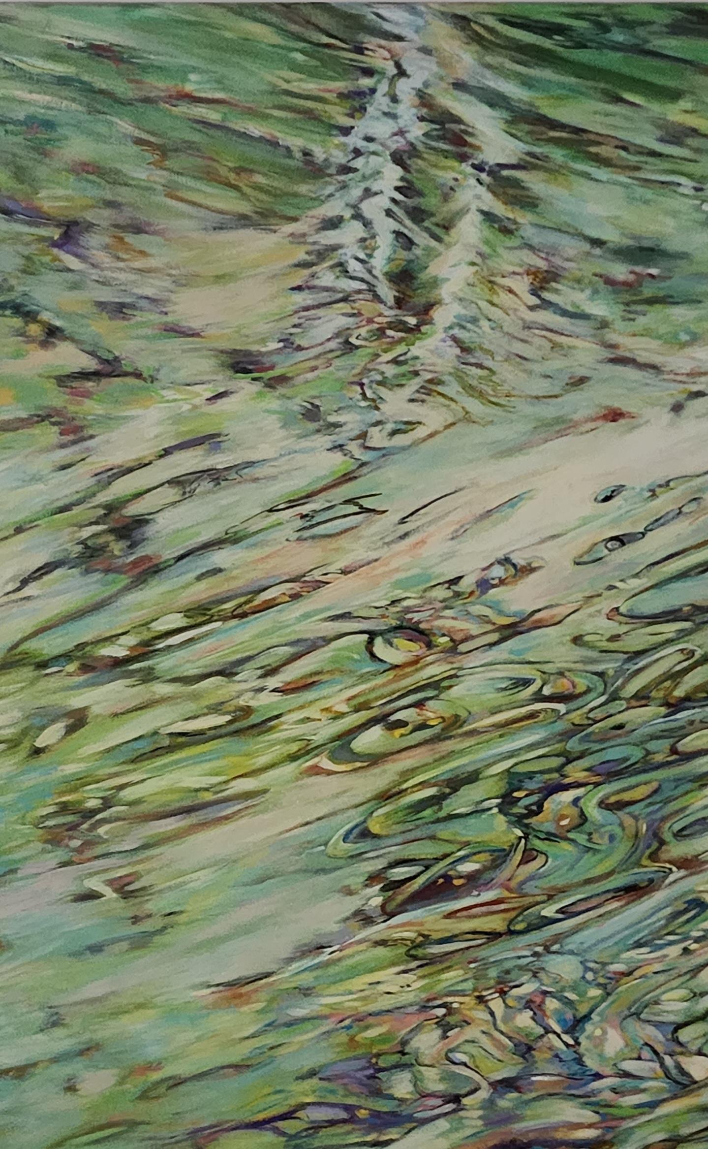 Celadon Sea, Abstrakte Kunst, Zeitgenössische Kunst, Reflection Series of Water &Glass (Abstrakter Impressionismus), Painting, von Ellen Hart