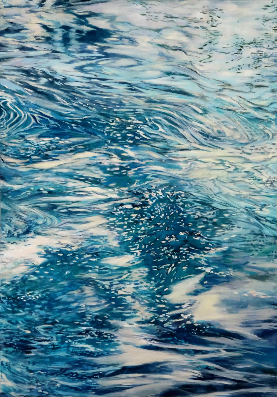 Ellen Hart Abstract Painting - Constant Current , oil and acrylic painting,  Abstract Expressionism Style.Water