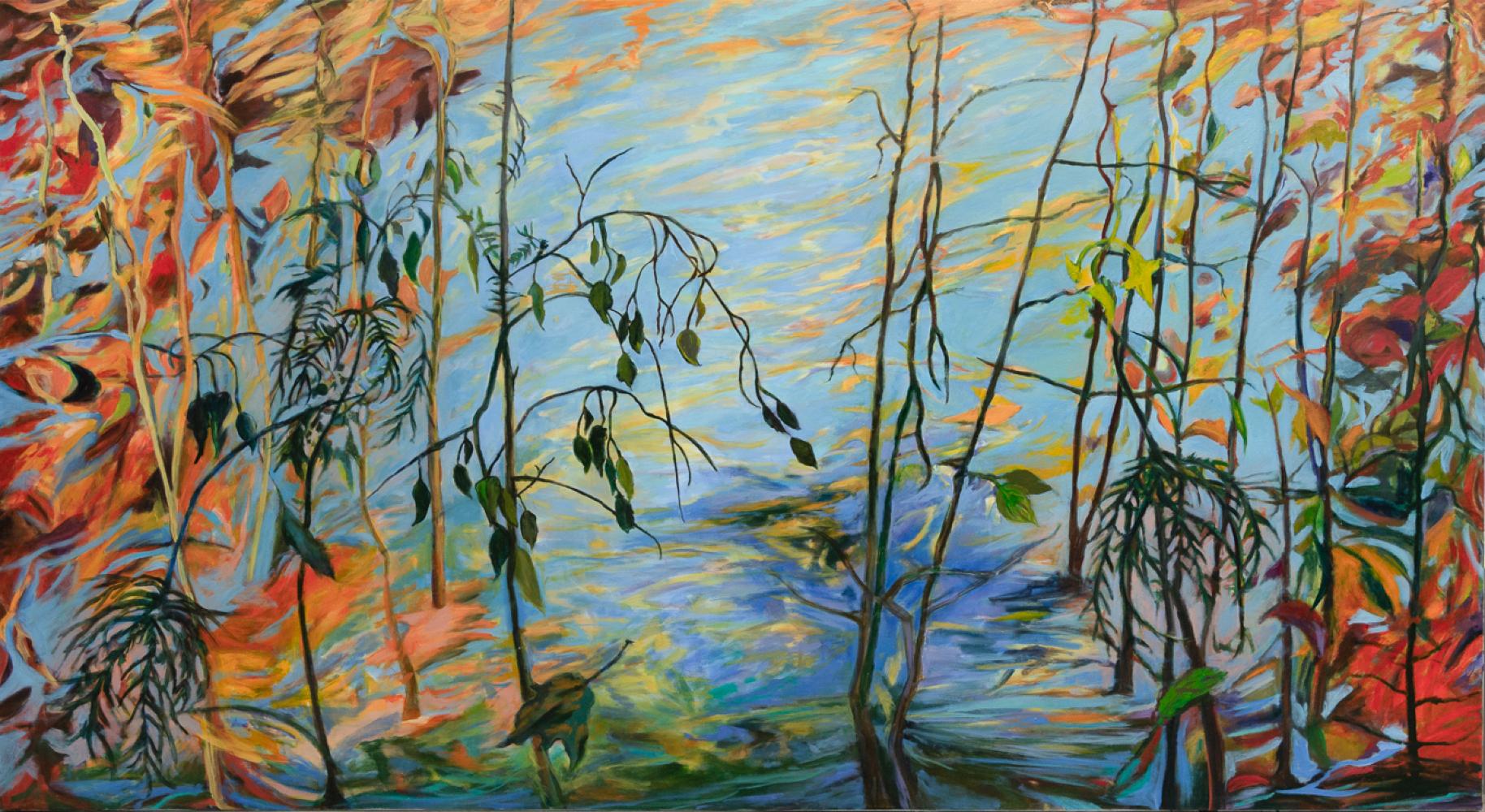 Endless Autumn 34" X 62 Oil Contemporary Landscape Texas Artist