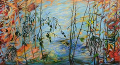 Endless Autumn 34" X 62 Oil Contemporary Landscape Texas Artist