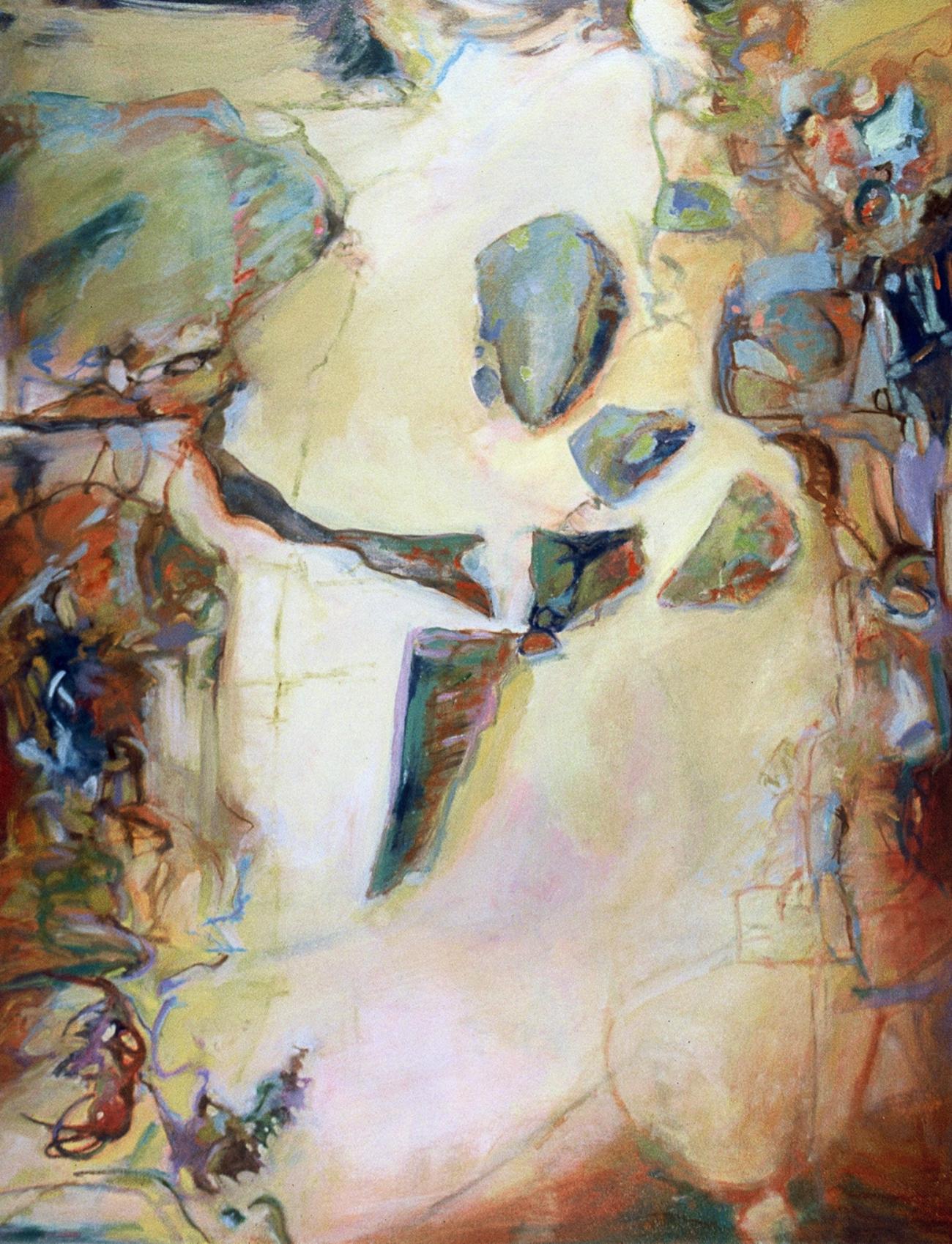 Golden Tide , oil & acrylic painting, Abstract Expressionism  Women in Art - Painting by Ellen Hart