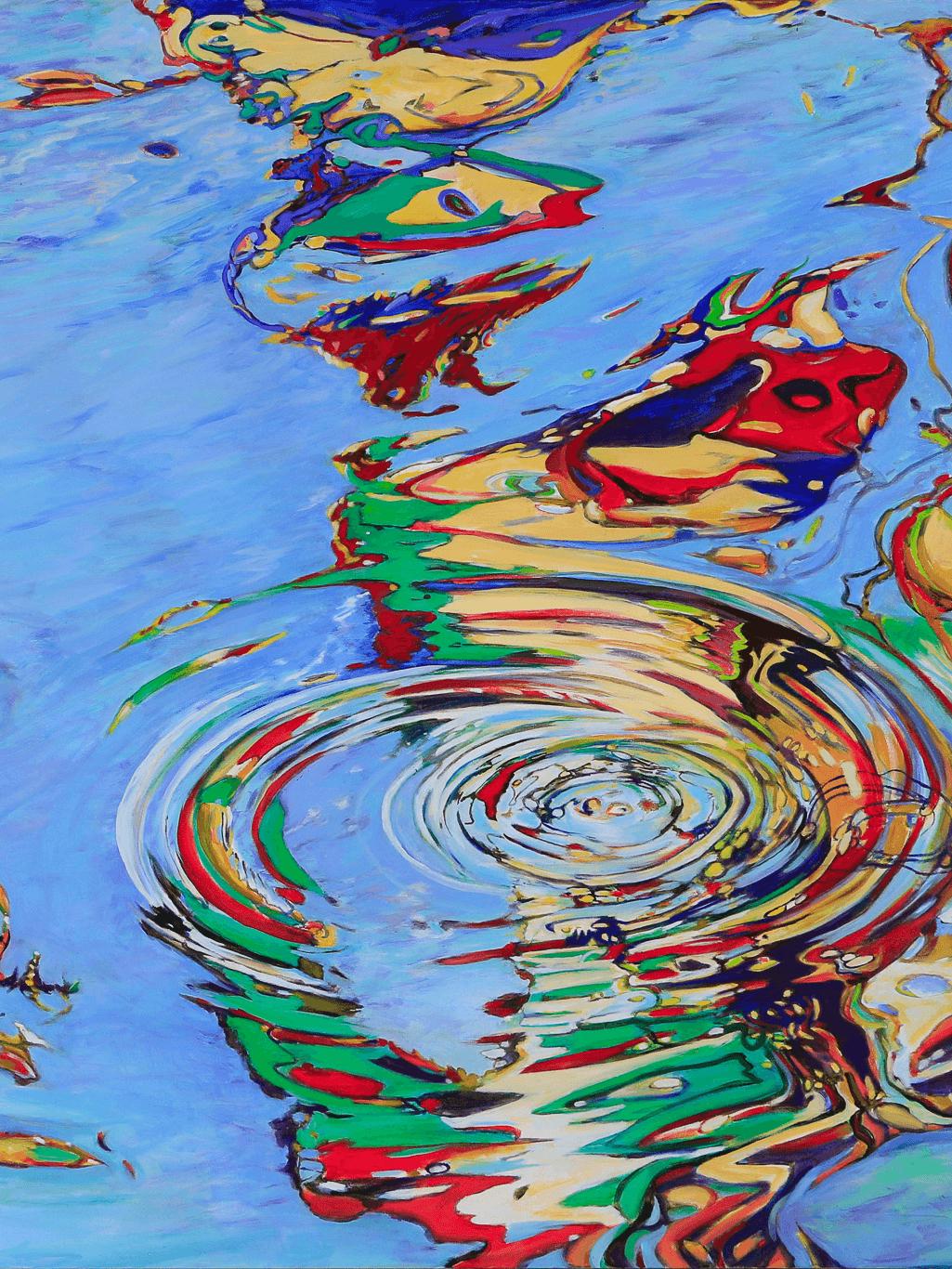 Gyre, Abstrakte Kunst, zeitgenössische Kunst, Bayou Reflections Series, Weißeiche Bayou (Abstrakter Impressionismus), Painting, von Ellen Hart