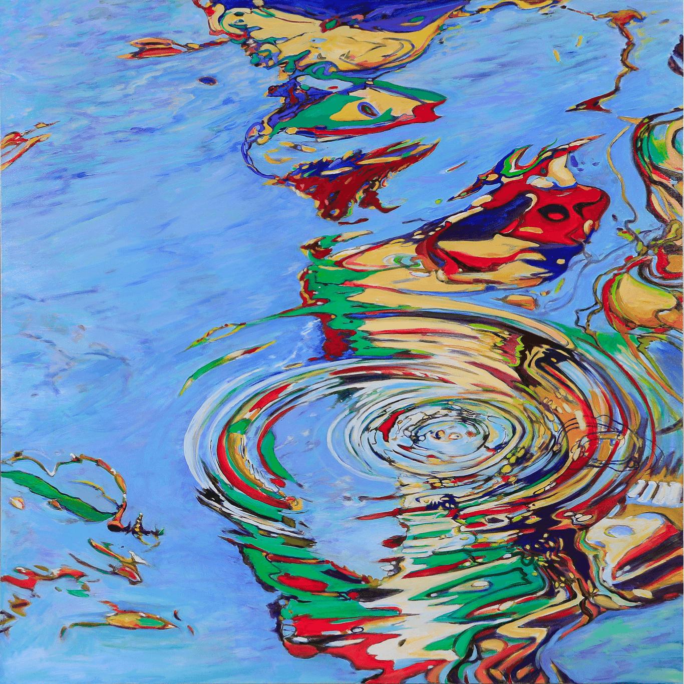 Ellen Hart Abstract Painting – Gyre, Abstrakte Kunst, zeitgenössische Kunst, Bayou Reflections Series, Weißeiche Bayou