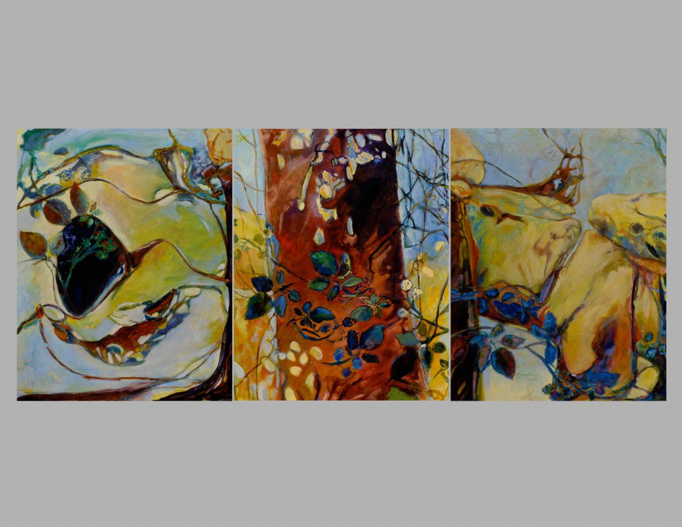 Into the Woods I, Sold as One or Several Panels, Oil, Shadow Series, Organic For Sale 1