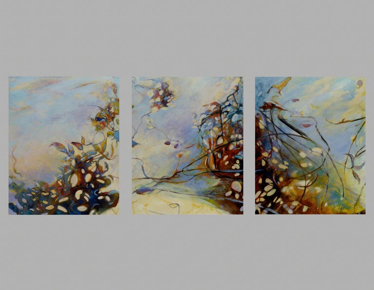 Into the Woods II, Sold as One or Several Panels, Oil, Shadow Series, Organic - Painting by Ellen Hart