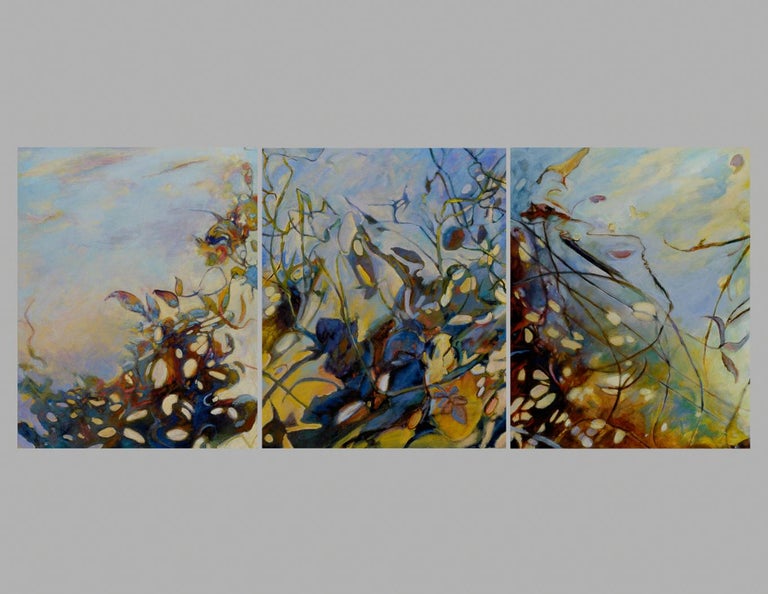 Into the Woods II, Sold as One or Several Panels, Oil, Shadow Series, Organic - Abstract Impressionist Painting by Ellen Hart
