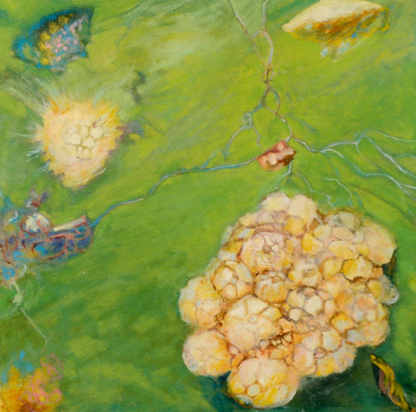 Lanternfisch, Öl/Leinwand, Licht und Schatten, Unterwasserlandschaft, texanischer Künstler (Schwarz), Landscape Painting, von Ellen Hart