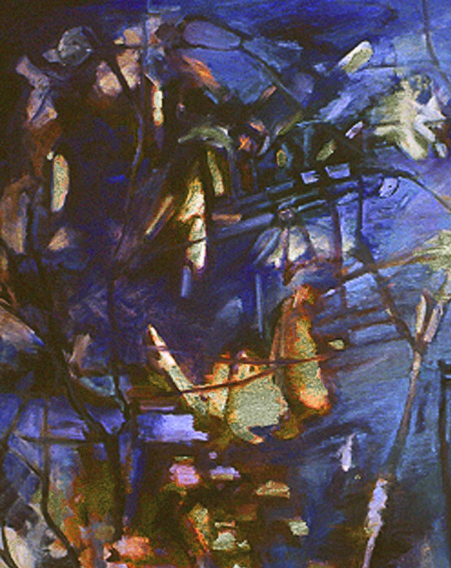 Nightstream , oil & acrylic painting, Abstract Expressionism Style.Women in Art - Painting by Ellen Hart