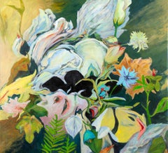 Orchids Light and Shadow 36" x 30" oil acrylic Texas Garden of Ellen Hart