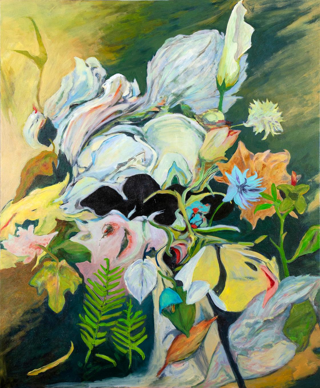 Orchids Light and Shadow 36" x 30" oil acrylic Texas Garden of Ellen Hart