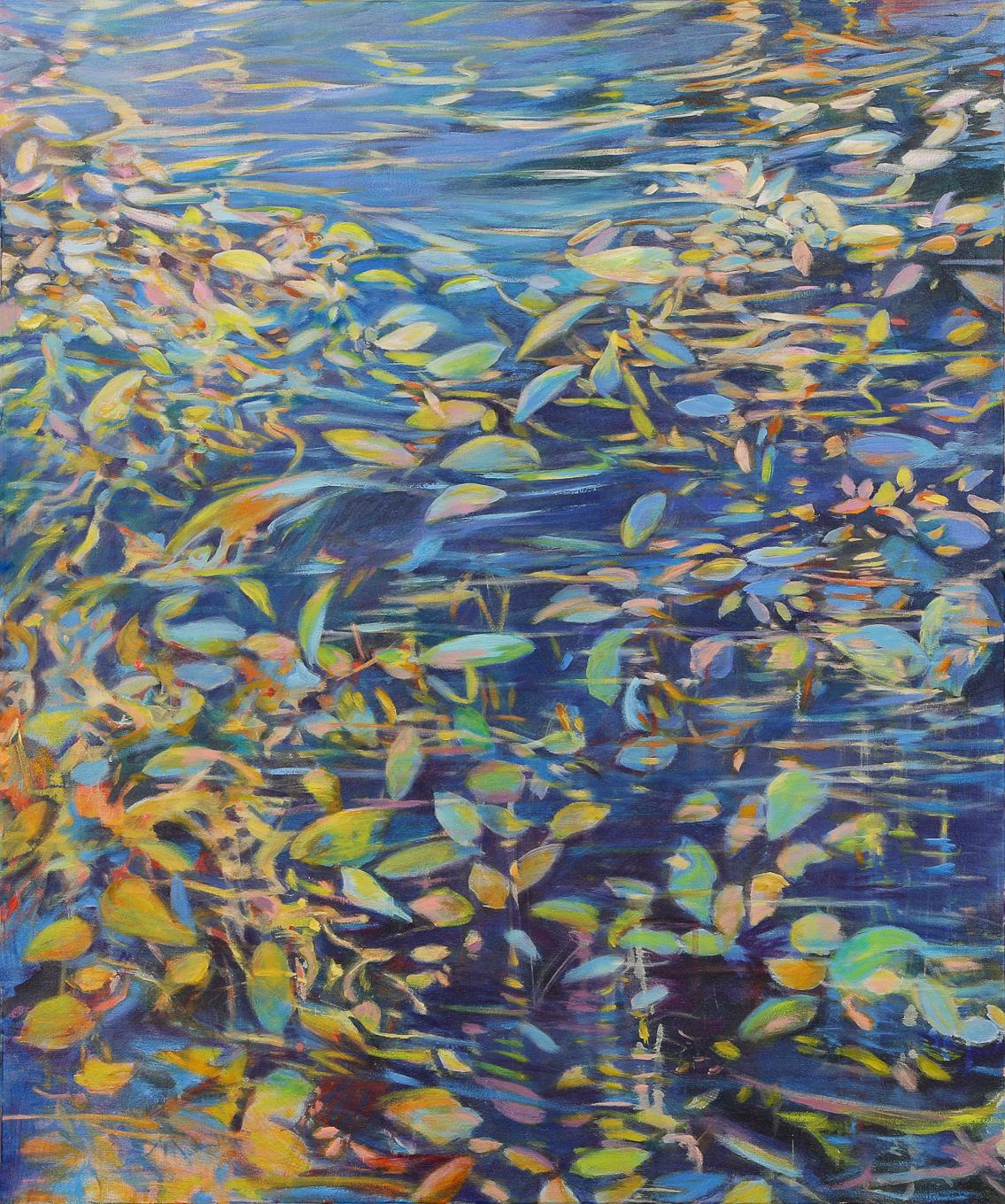 Ellen Hart Abstract Painting - Pool, Abstract Art, Contemporary Art, Reflection Series of Water &Glass