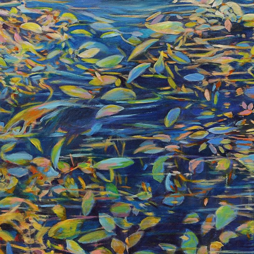 Pool, oil and acrylic painting, in the Abstract Expressionism Style. - Painting by Ellen Hart