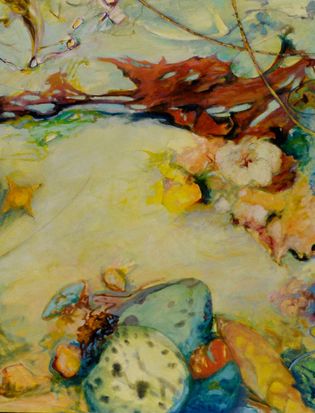 Seeschatten #103  Öl/Leinwand, Licht und Schatten, Unterwasserlandschaft  (Spiralsonne) (Abstrakter Impressionismus), Painting, von Ellen Hart