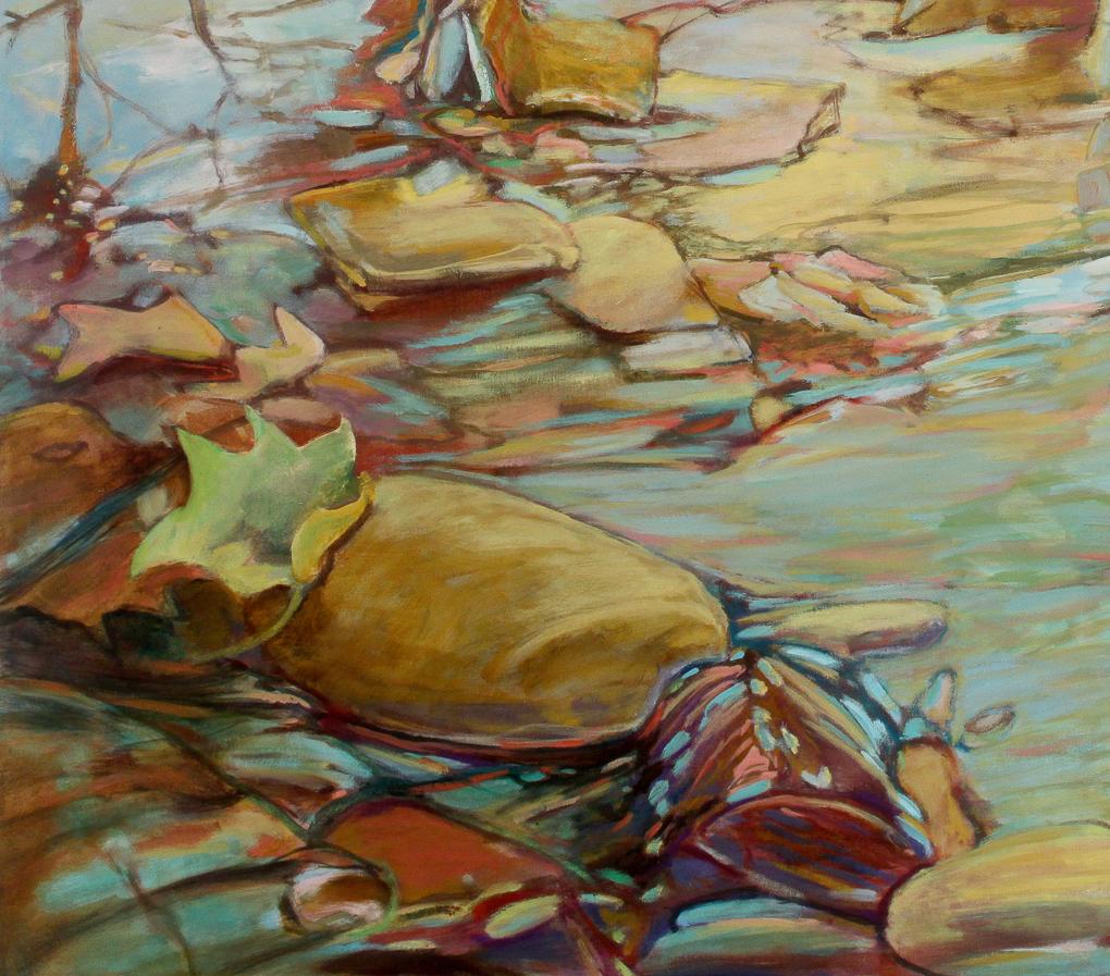 September, Abstract Art, Contemporary Art, Reflection Series of Water &Glass - Painting by Ellen Hart